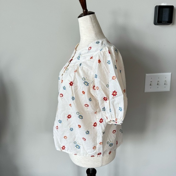 Madewell Cotton Puff Sleeve Prose Shirt in Dotted Floral Heyday - Picture 6 of 10